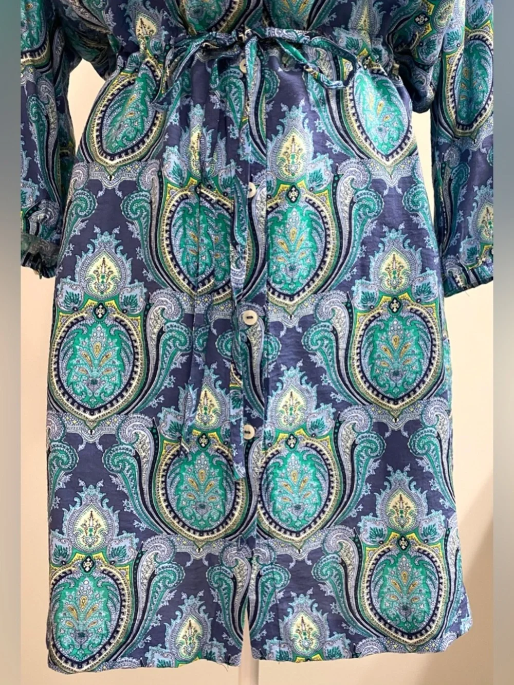 Tommy Hilfiger Womens XL Blue Paisley LongSleeve Utility Button-Front Mini Dress - Picture 4 of 14